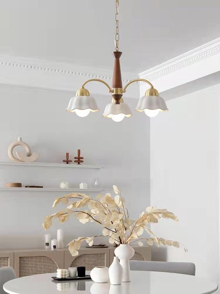 Wilaria Lustre Laiton Bois Opaline Céramique