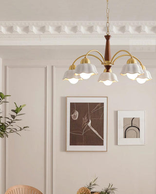 Lustra Lustre Laiton Bois Opaline Céramique