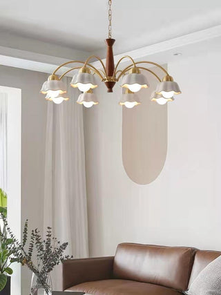 Lustra Lustre Laiton Bois Opaline Céramique