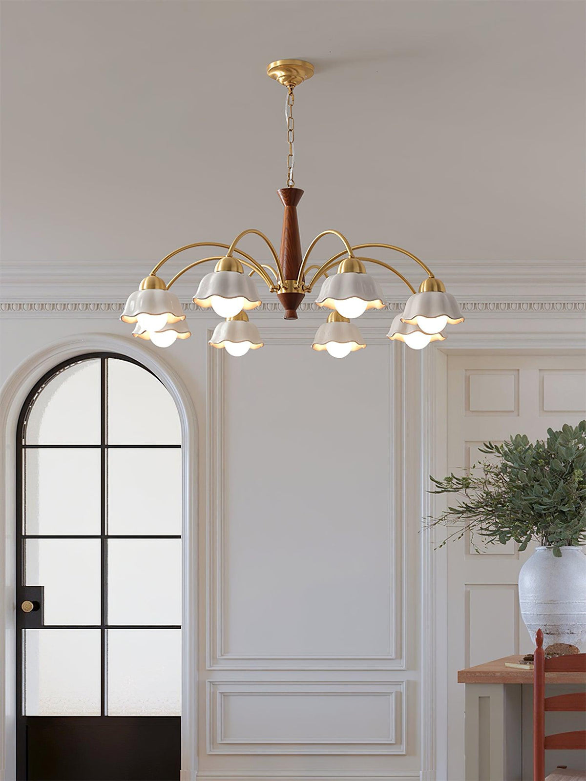Wilaria Lustre Laiton Bois Opaline Céramique