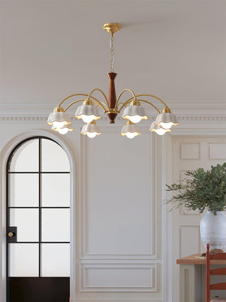 Lustra Lustre Laiton Bois Opaline Céramique