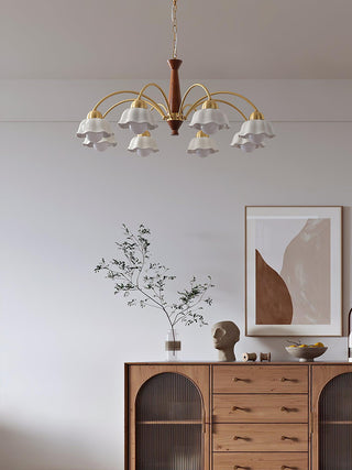 Lustra Lustre Laiton Bois Opaline Céramique