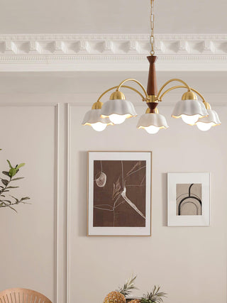 Lustra Lustre Laiton Bois Opaline Céramique