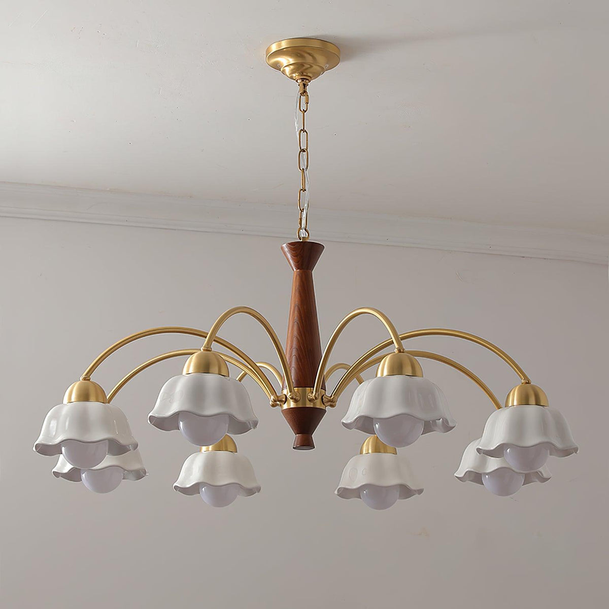 Wilaria Lustre Laiton Bois Opaline Céramique