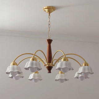 Lustra Lustre Laiton Bois Opaline Céramique