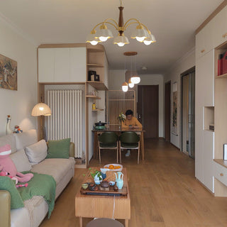 Lustra Lustre Laiton Bois Opaline Céramique