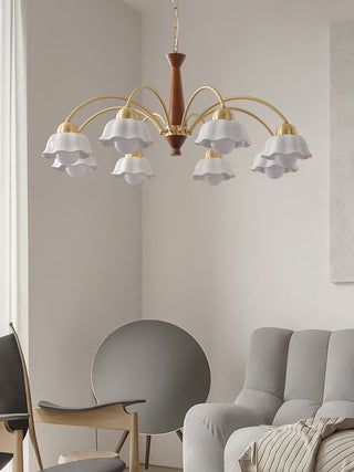 Lustra Lustre Laiton Bois Opaline Céramique