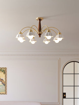 Lustra Lustre Laiton Bois Opaline Céramique
