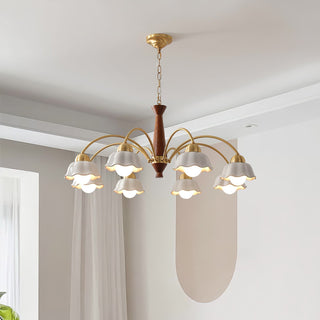 Lustra Lustre Laiton Bois Opaline Céramique