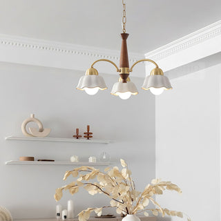 Lustra Lustre Laiton Bois Opaline Céramique