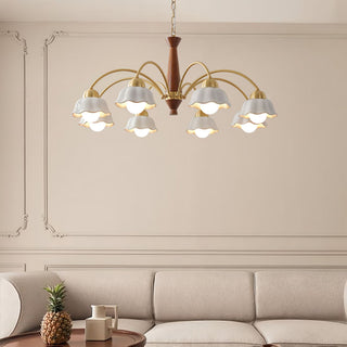 Lustra Lustre Laiton Bois Opaline Céramique
