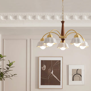 Lustra Lustre Laiton Bois Opaline Céramique