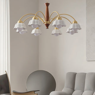 Lustra Lustre Laiton Bois Opaline Céramique