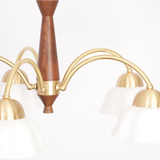 Lustra Lustre Laiton Bois Opaline Céramique