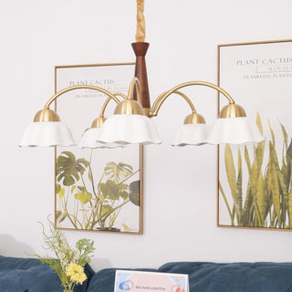 Lustra Lustre Laiton Bois Opaline Céramique