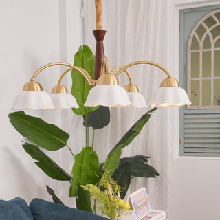Lustra Lustre Laiton Bois Opaline Céramique