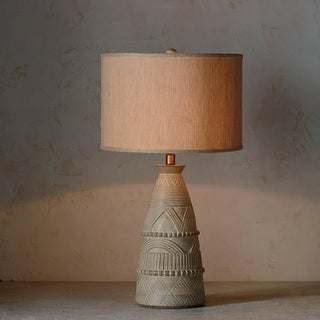 Zyra Lampe de Table en Bois Rustique