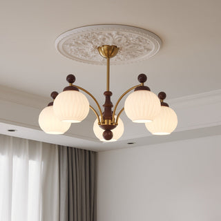 Vedoror Lustre Classique Orbe Bois Verre Traditionnel