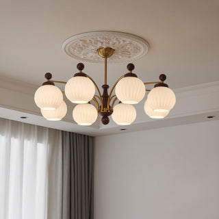 Vedoror Lustre Classique Orbe Bois Verre Traditionnel