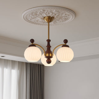 Vedoror Lustre Classique Orbe Bois Verre Traditionnel