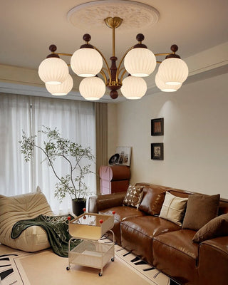 Vedoror Lustre Classique Orbe Bois Verre Traditionnel