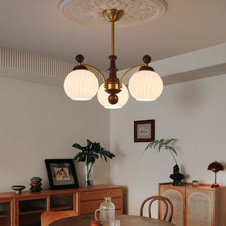 Vedoror Lustre Classique Orbe Bois Verre Traditionnel