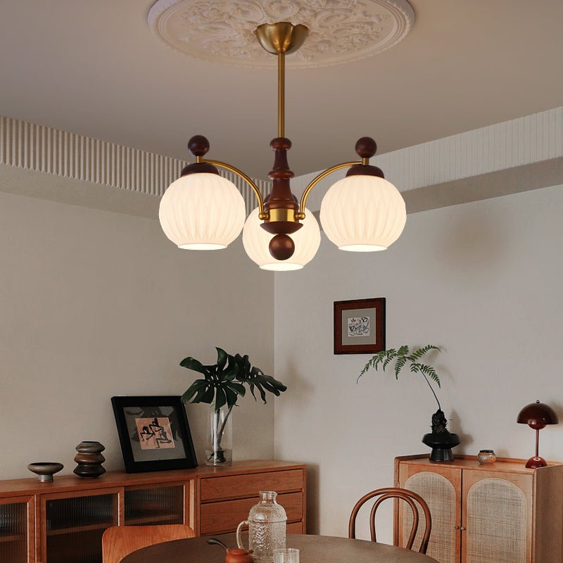 Virara Lustre Classique Orbe Bois Verre Traditionnel