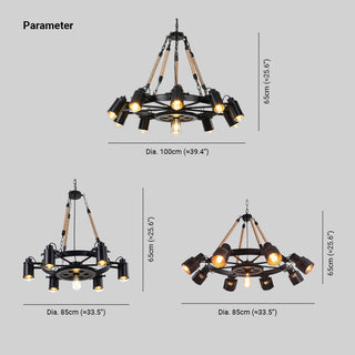 Epoch Suspension LED Industrielle Métal Noir/Corde Café/Bar