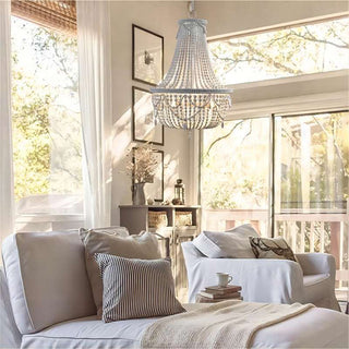 Silva Suspension Irrégulière Vintage Luxe, Métal/Bois, Vieux Blanc, Salon