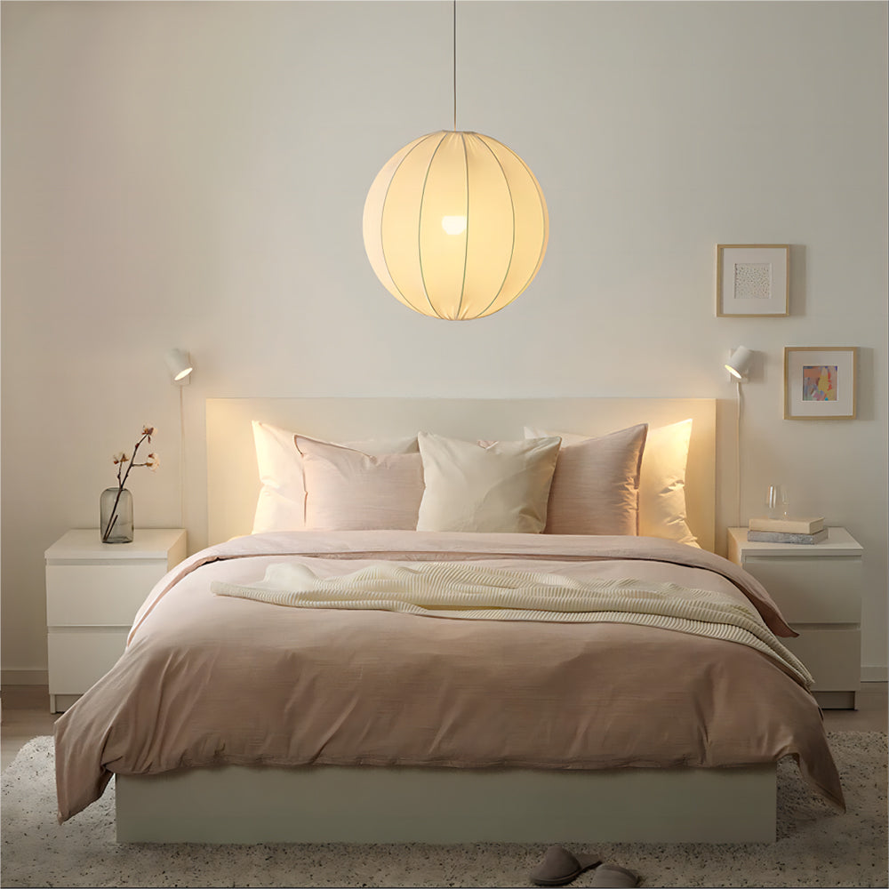 Ritta Suspension sphérique Minimaliste Métal/Tissu Blanc Salon