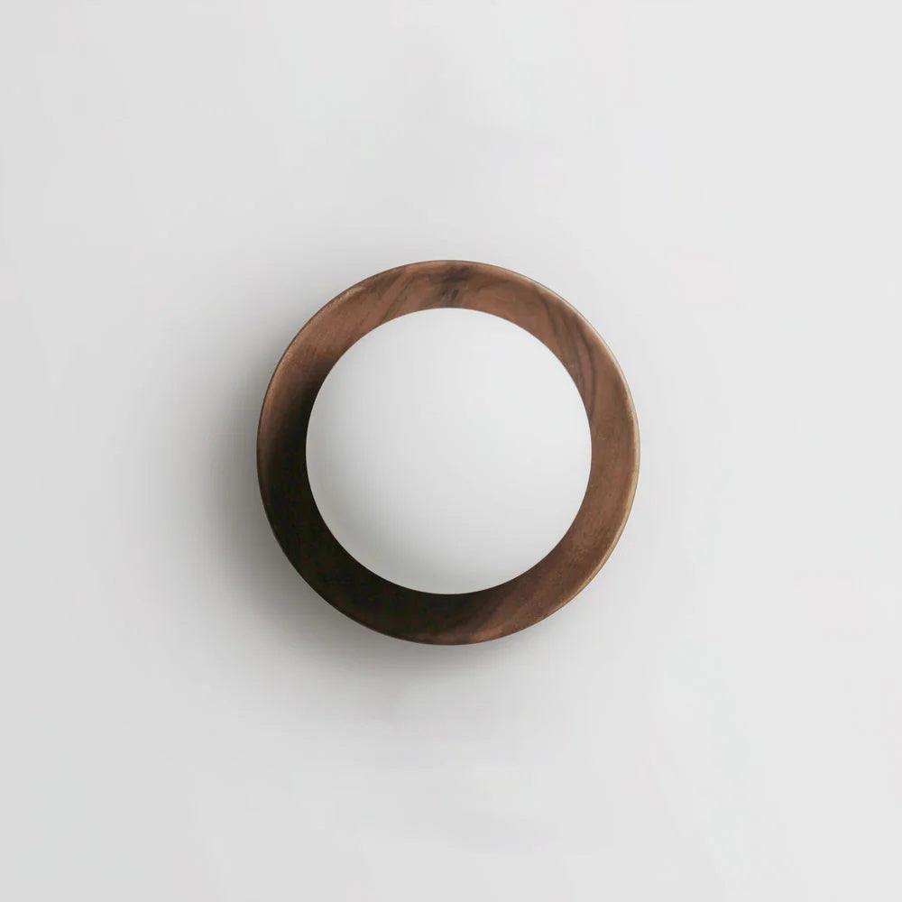 Wall Lamp Metal Body with Wood Rim Minimalist Style-Neutral Decor