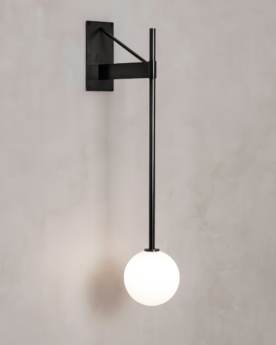 Wall Lamp Metal Rod Glass Globe Minimal Lamp Fixture Bedside-Neutral Decor