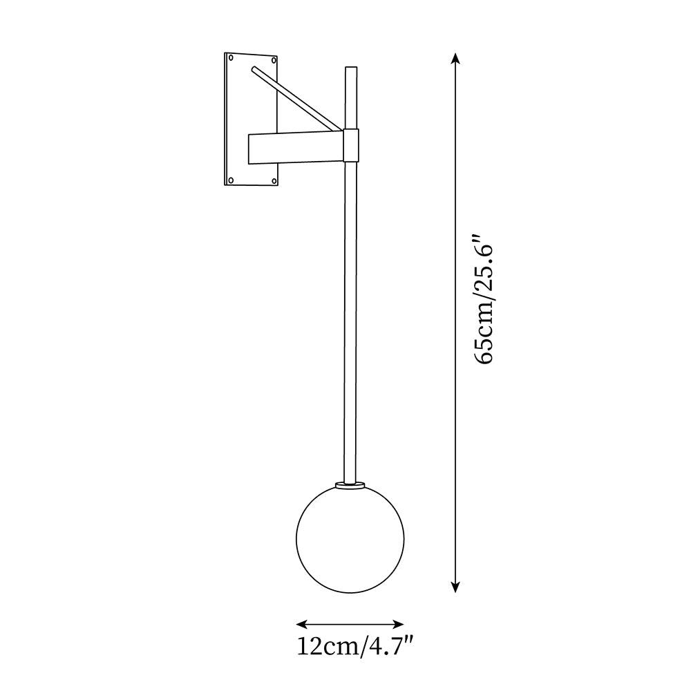 Wall Lamp Metal Rod Glass Globe Minimal Lamp Fixture Bedside-Neutral Decor