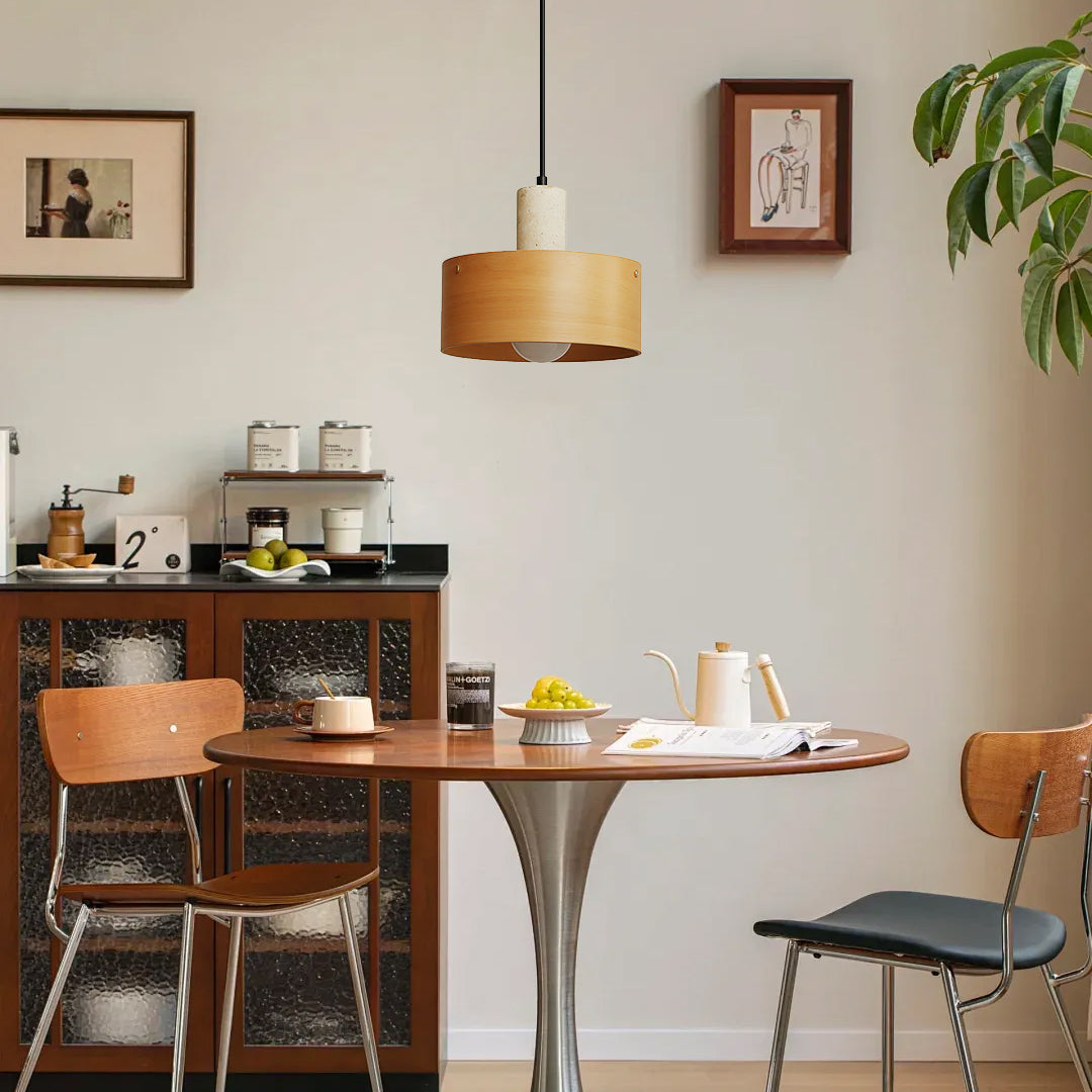 Tako Pendant Lamp hanging over a modern kitchen island.