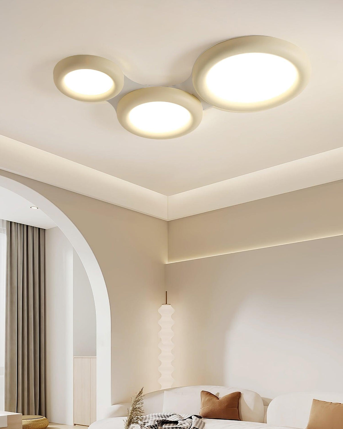Ceiling Light Beige Flush Mount with Canopy Minimalist-Neutral Decor