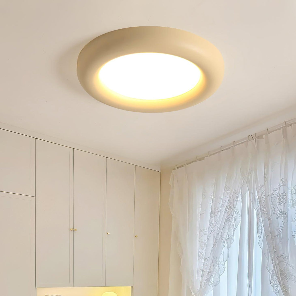 Ceiling Light Beige Flush Mount with Canopy Minimalist-Neutral Decor