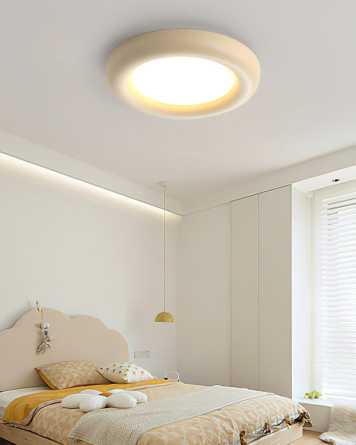 Ceiling Light Beige Flush Mount with Canopy Minimalist-Neutral Decor