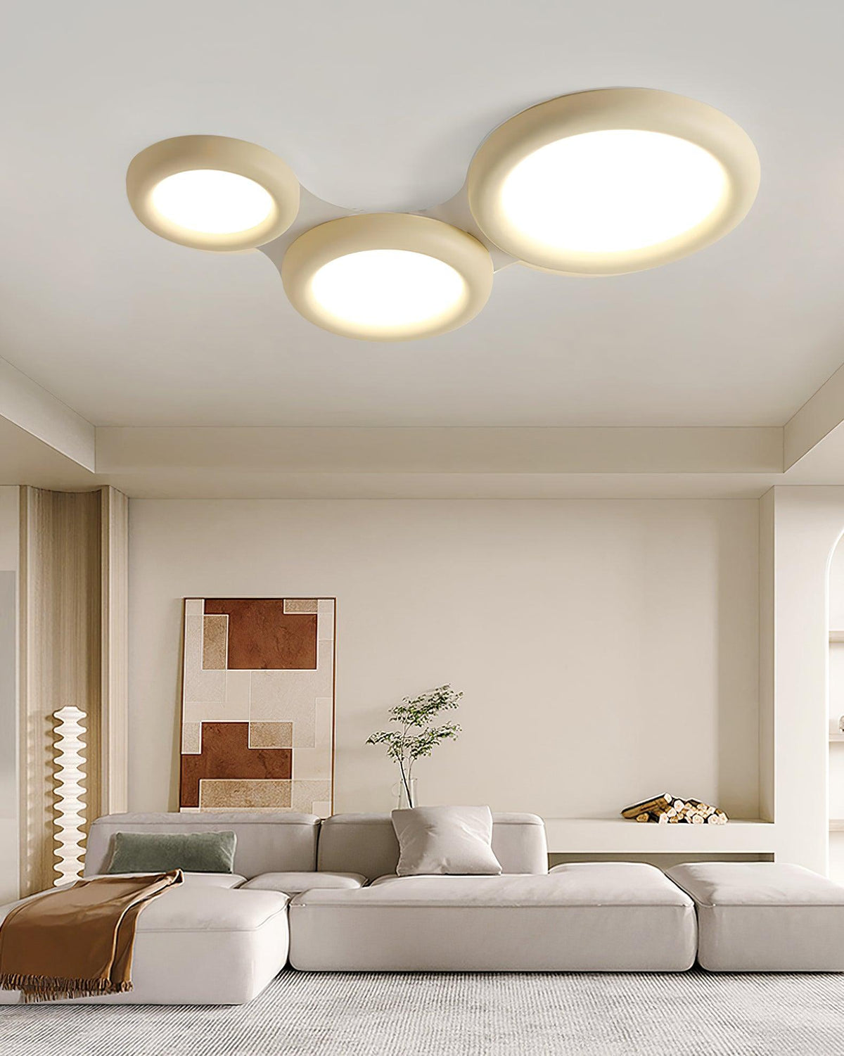 Ceiling Light Beige Flush Mount with Canopy Minimalist-Neutral Decor