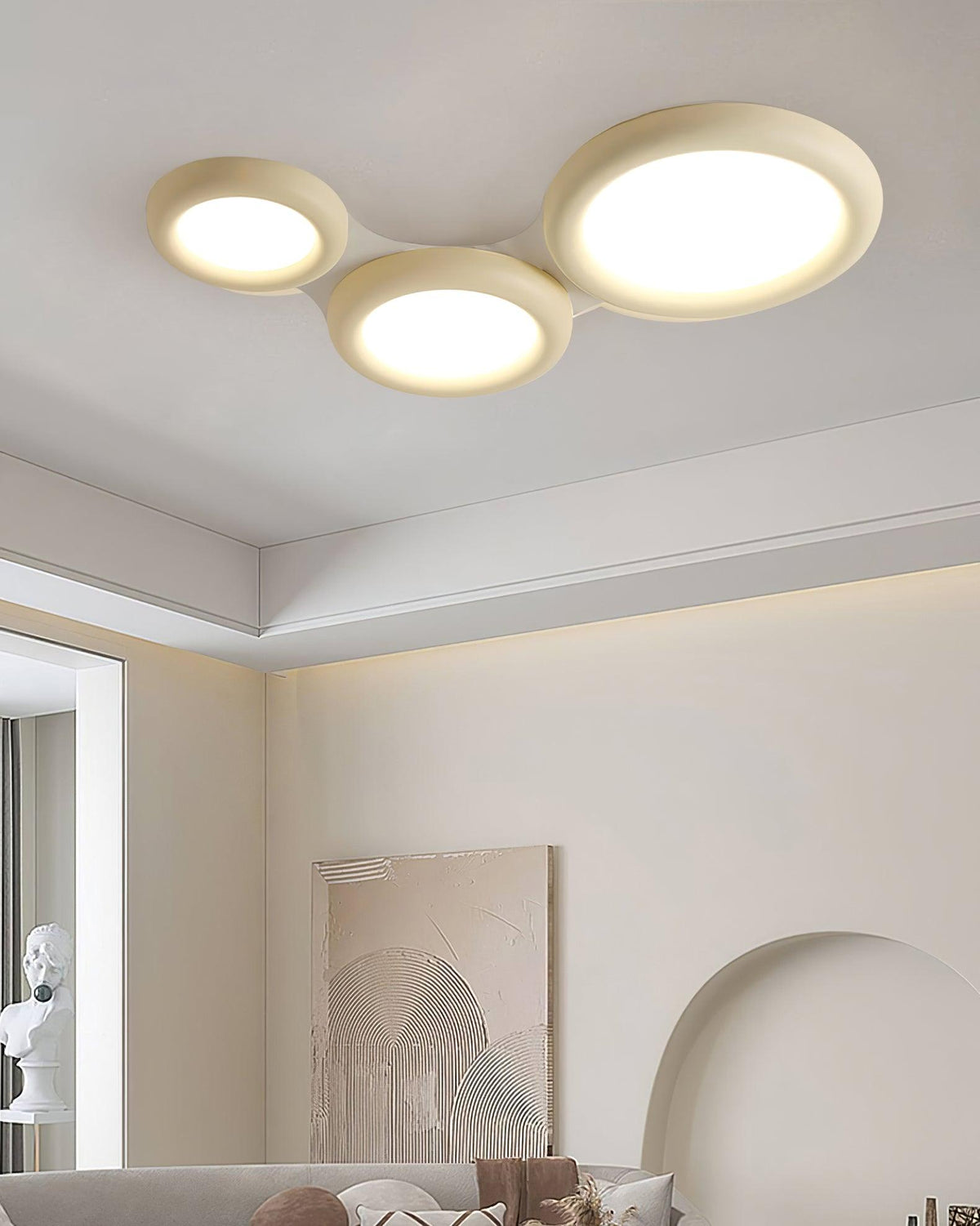 Ceiling Light Beige Flush Mount with Canopy Minimalist-Neutral Decor