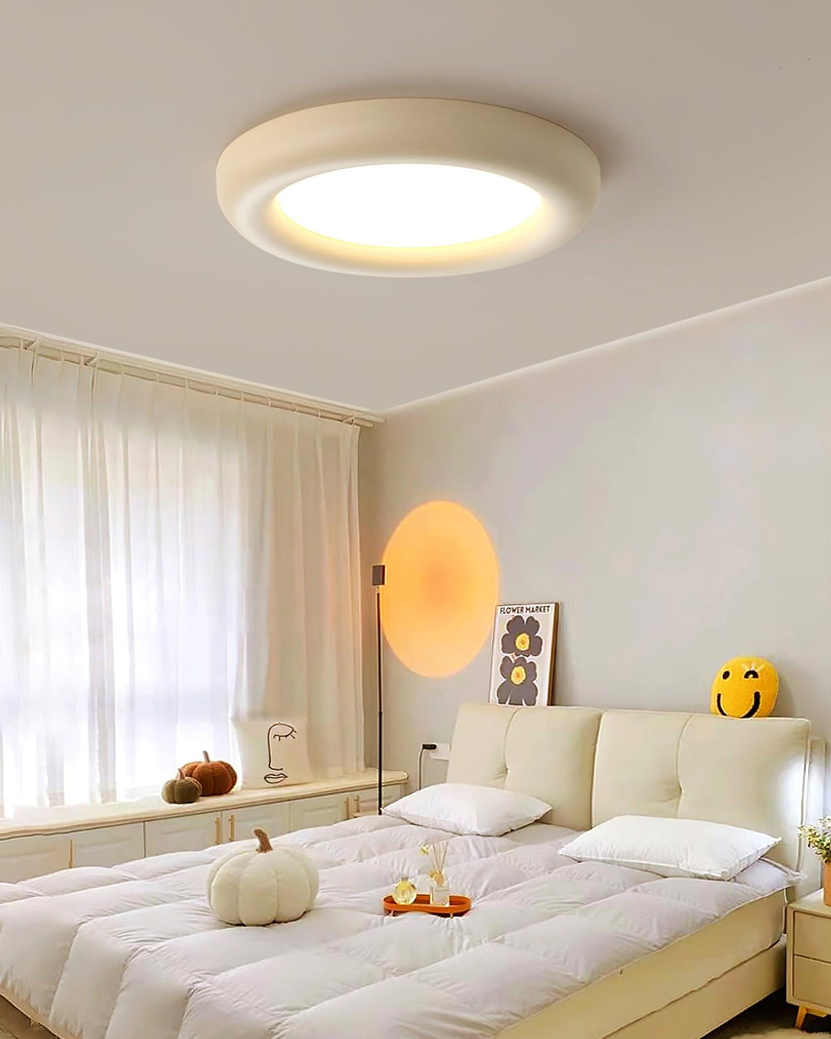 Ceiling Light Beige Flush Mount with Canopy Minimalist-Neutral Decor