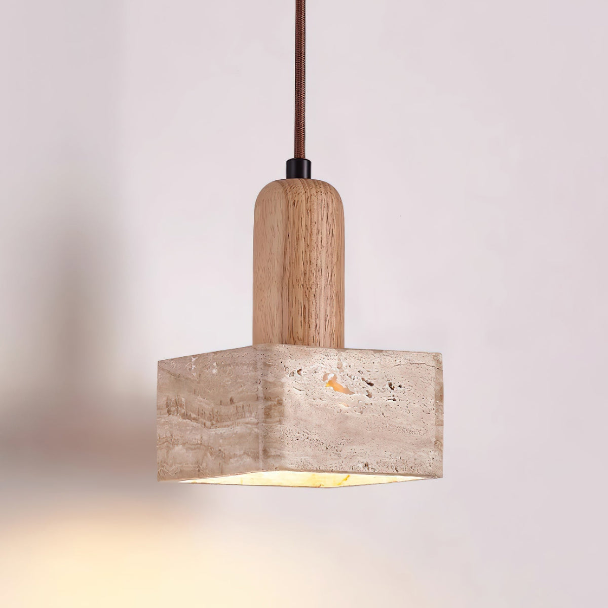Ritta Square Travertine Pendant Light-Neutral Decor