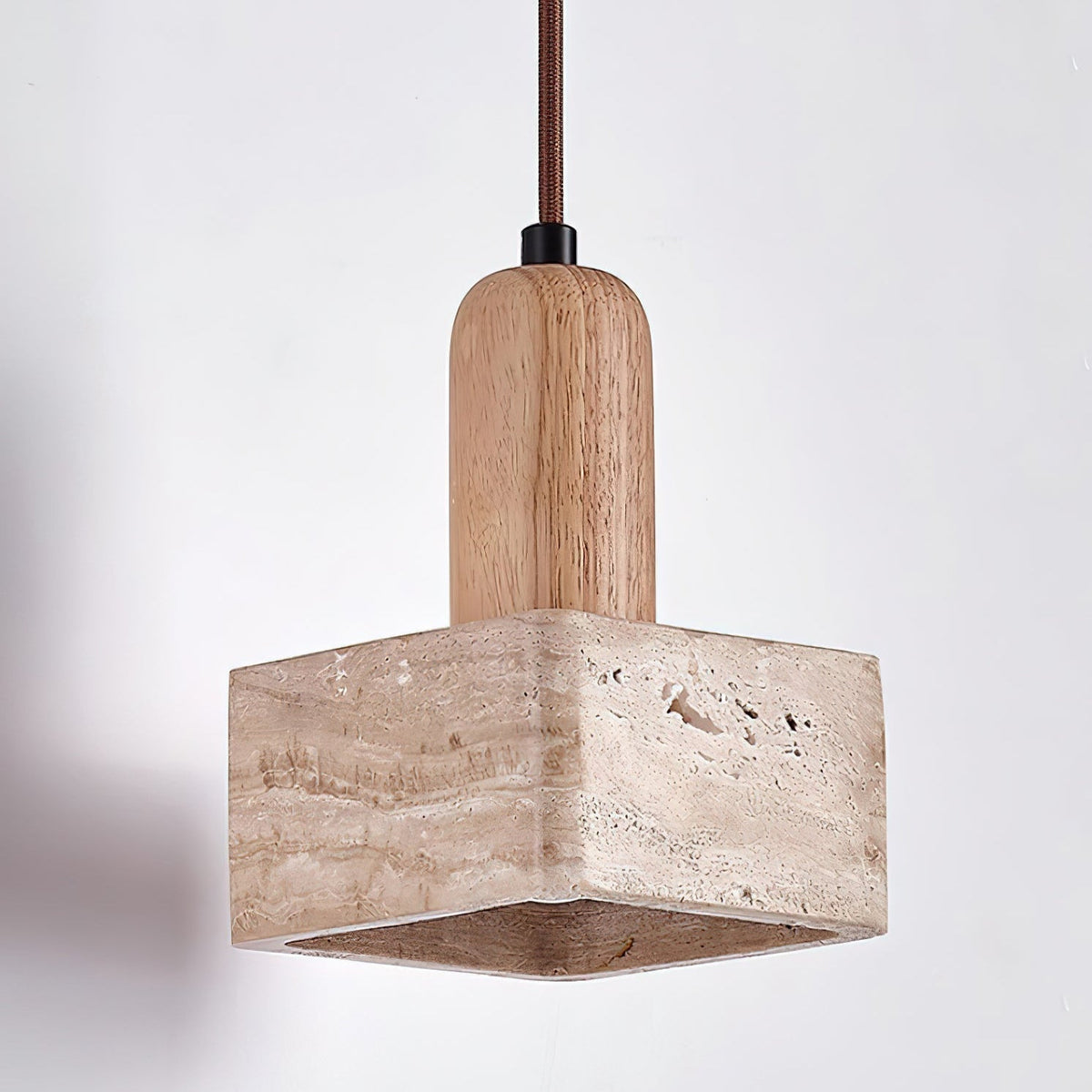 Ritta Square Travertine Pendant Light-Neutral Decor