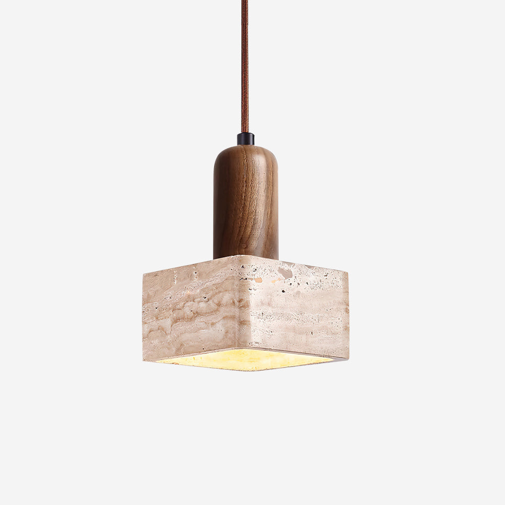 Ritta Square Travertine Pendant Light-Neutral Decor