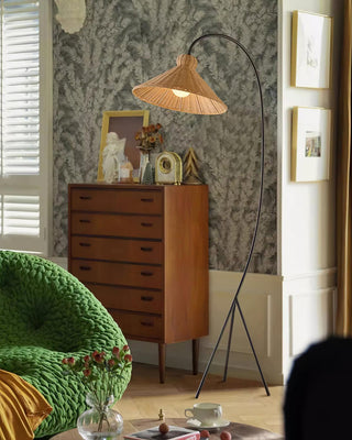 Sombrero Lampadaire en Rotin Arc