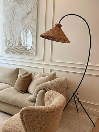Sombrero Lampadaire en Rotin Arc