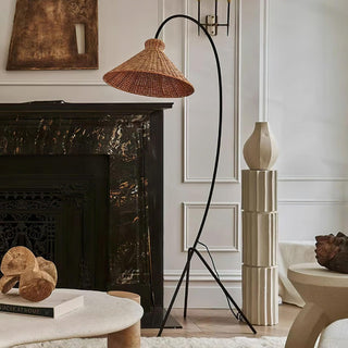 Sombrero Lampadaire en Rotin Arc