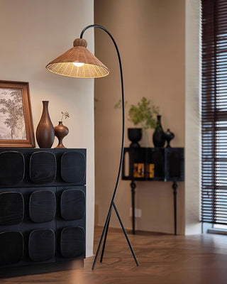 Sombrero Lampadaire en Rotin Arc