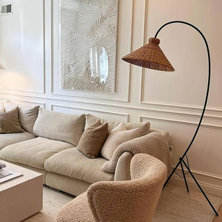 Sombrero Lampadaire en Rotin Arc