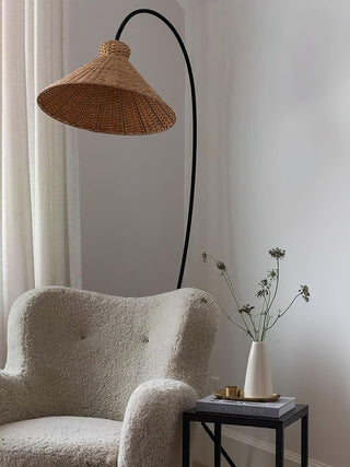 Sombrero Lampadaire en Rotin Arc