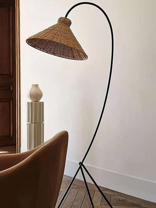 Sombrero Lampadaire en Rotin Arc